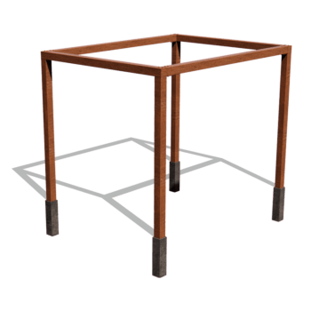 Pérgola quadrada em aço corten 324 x 250 cm