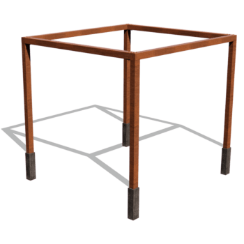 Pérgola quadrada em aço corten 324 x 300 cm