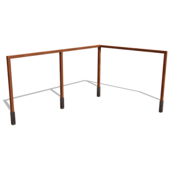 Pérgola de canto em aço corten 600 x 412 cm