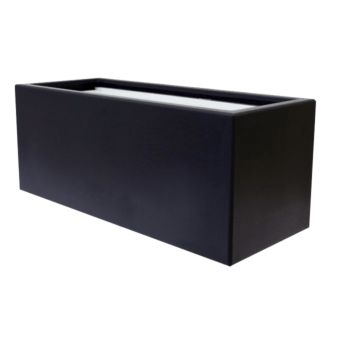 Floreira em fibra de vidro - Retângulo - 100 x 50 x 50 cm - RAL9005 mate (preto) - Com fundo