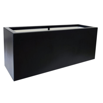 Floreira em fibra de vidro - Retângulo - 100 x 50 x 60 cm - RAL9005 mate (preto) - Com fundo