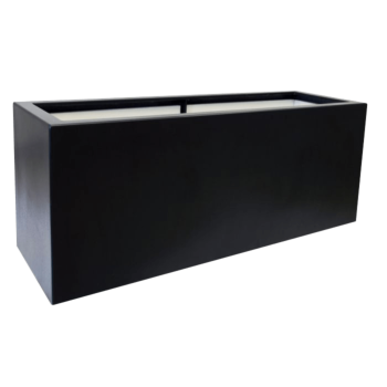 Floreira em fibra de vidro - Retângulo - 150 x 50 x 60 cm - RAL9005 mate (preto) - Com fundo