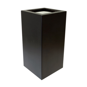 Floreira em fibra de vidro - Quadrado - 50 x 50 x 100 cm - RAL9005 mate (preto) - Com fundo