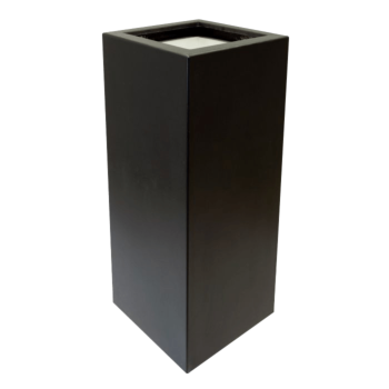 Floreira em fibra de vidro - Quadrado - 50 x 50 x 120 cm - RAL9005 mate (preto) - Com fundo