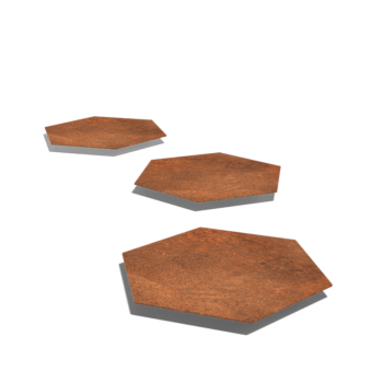 Ladrilho hexagonal em aço corten 50