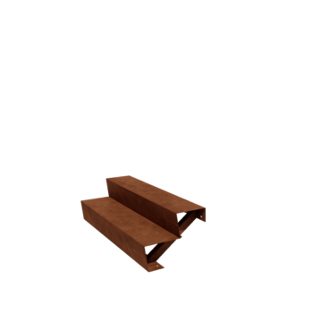 Escada de exterior em aço corten - 2-degrau - 48 x 120 x 34 cm