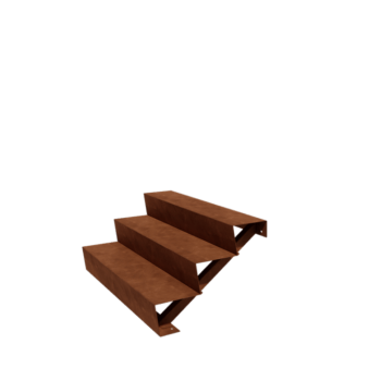 Escada em aço corten New York 3 degraus (largura 120 cm)