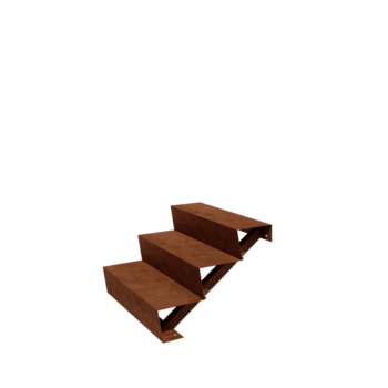 Escada de exterior em aço corten - 3-degrau - 72 x 80 x 51 cm