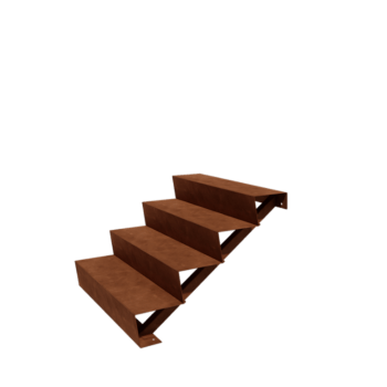 Escada de exterior em aço corten - 4-degrau - 96 x 100 x 68 cm