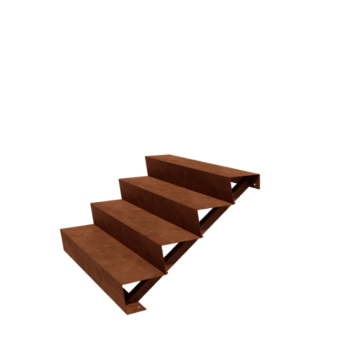 Escada de exterior em aço corten - 4-degrau - 48 x 120 x 68 cm