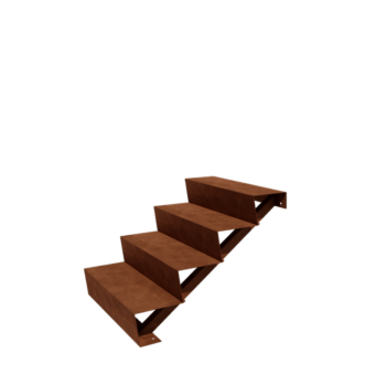 Escada de exterior em aço corten - 4-degrau - 96 x 80 x 68 cm