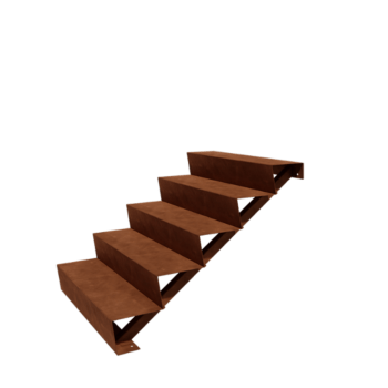 Escada de exterior em aço corten - 5-degrau - 120 x 100 x 85 cm