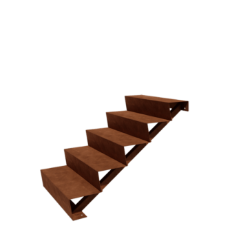 Escada de exterior em aço corten - 5-degrau - 120 x 80 x 85 cm