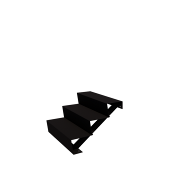 Escada de exterior em aço - 3-degrau - 72 x 80 x 51 cm - RAL9005 fosco (preto)