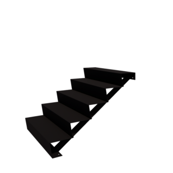 Escada de exterior em aço - 5-degrau - 120 x 100 x 85 cm - RAL9005 fosco (preto)