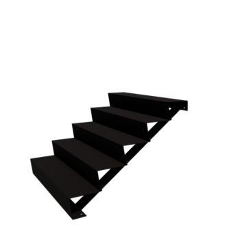 Escada de exterior em aço - 5-degrau - 120 x 120 x 85 cm - RAL9005 fosco (preto)