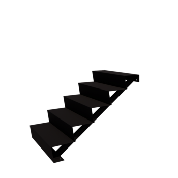 Escada de exterior em aço - 5-degrau - 120 x 80 x 85 cm - RAL9005 fosco (preto)