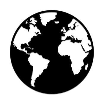 Decoração de parede em metal - Mapa-mundo Large - 80 x 80 cm