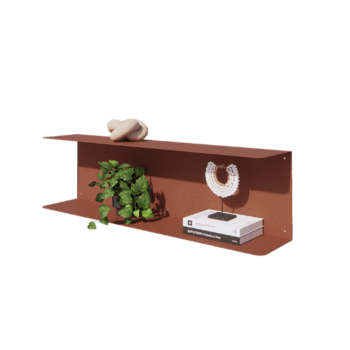 Prateleira de parede em aço - Forma de C - 100 x 20 x 28 cm - Corten look