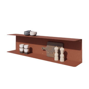 Prateleira de parede em aço - Forma de C - 120 x 20 x 28 cm - Corten look