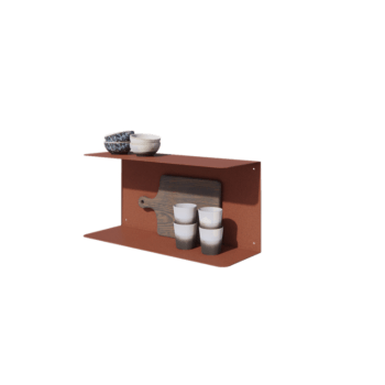 Prateleira de parede em aço - Forma de C - 60 x 20 x 28 cm - Corten look