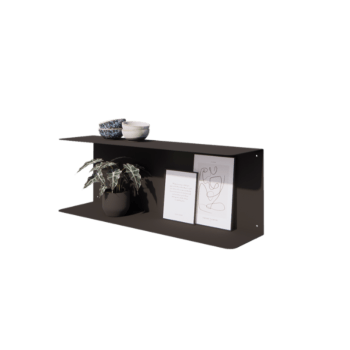 Prateleira de parede em aço - Forma de C - 80 x 20 x 28 cm - RAL9005 fosco (preto)