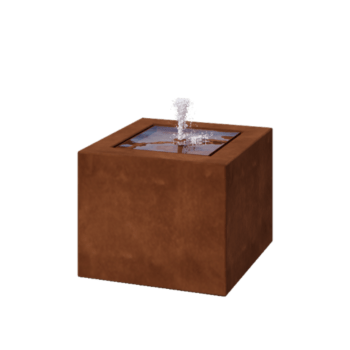 Fonte em aço corten - Lyra - 50 x 50 x 40 cm - Com Iluminação LED