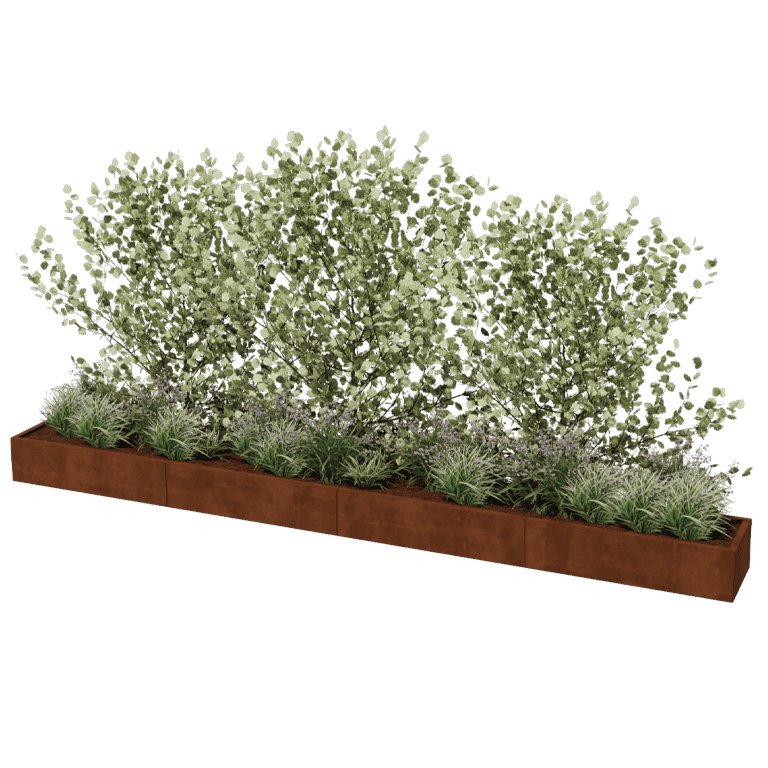 Floreira em aço corten Texas xxl 480 x 50 cm