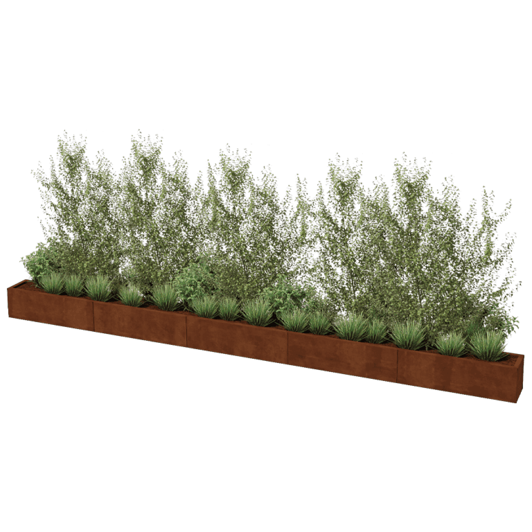 Floreira em aço corten Texas xxl 500 x 30 cm