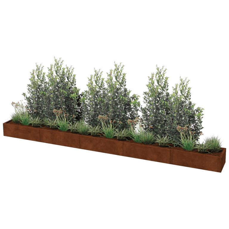 Floreira em aço corten Texas xxl 500 x 50 cm