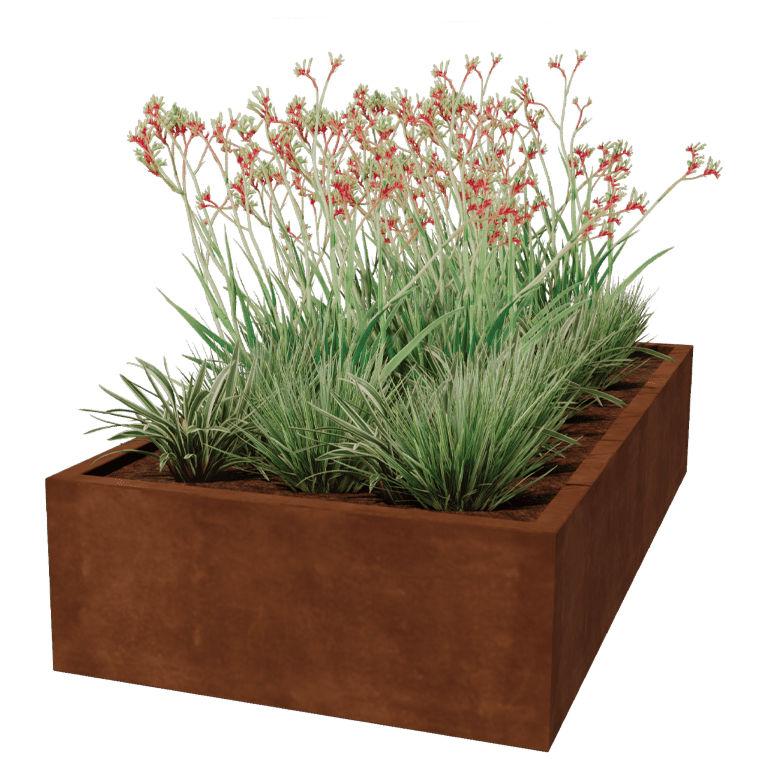 Floreira soldada em aço corten Montana 200 x 100 x 40 cm