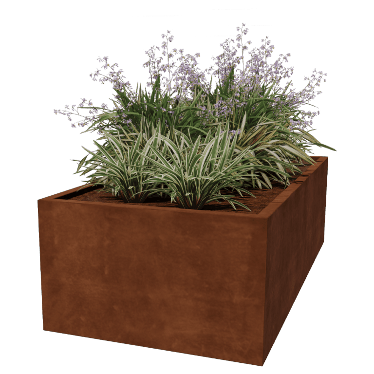 Floreira soldada em aço corten Montana 200 x 100 x 60 cm