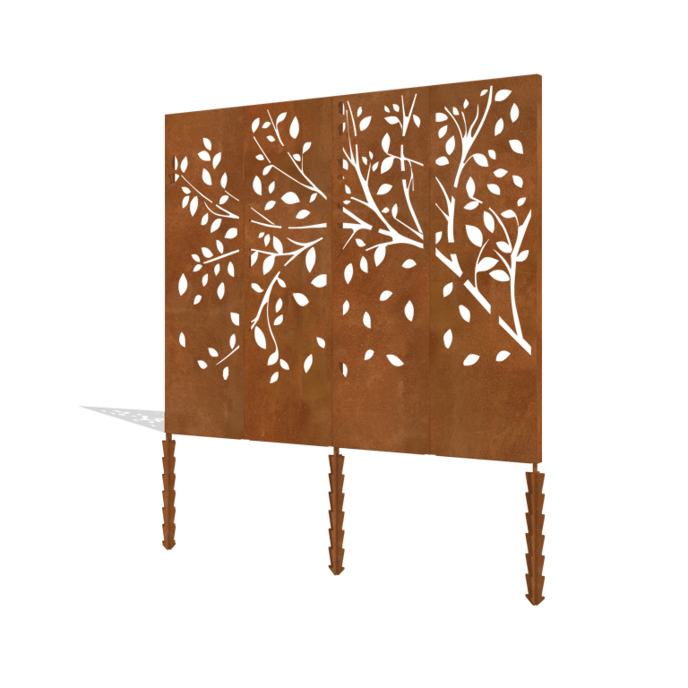 Conjunto completo de árvore de painéis em aço Corten 240 x 6 x 190 cm