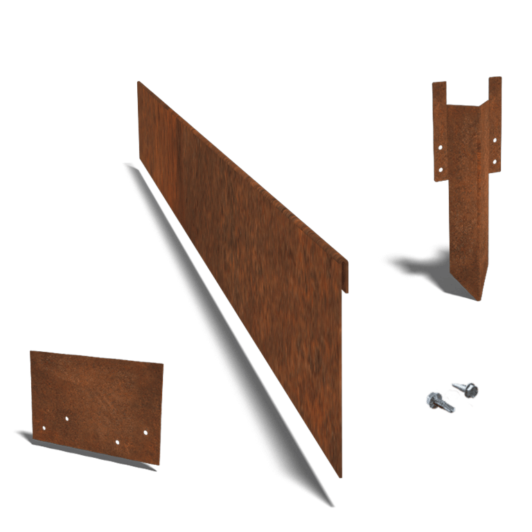Conjunto completo de borda achatada em aço corten de 13 cm por 24 metros