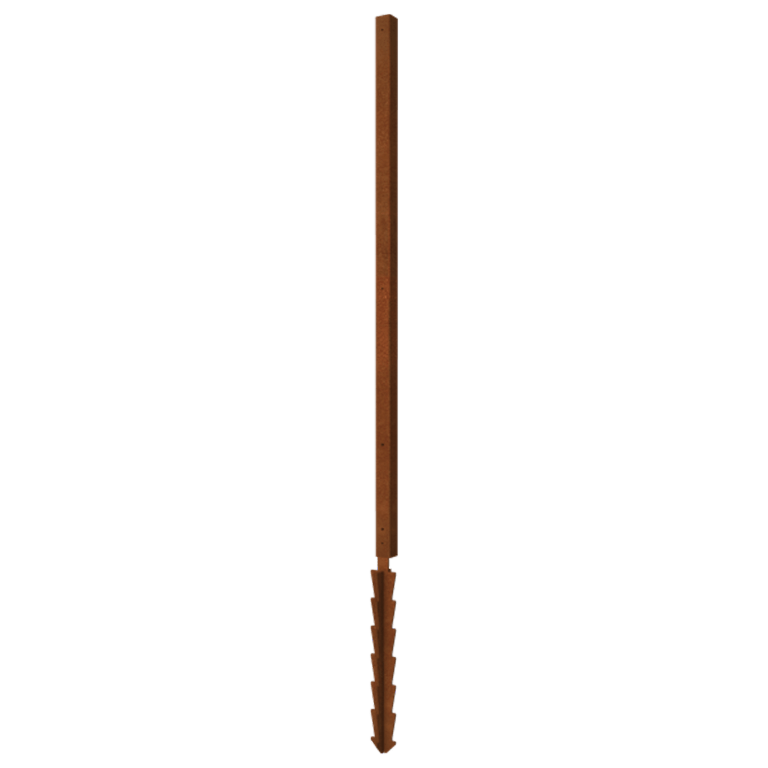 Suporte estaca canto em aço corten com 190 x 6 x 6 cm