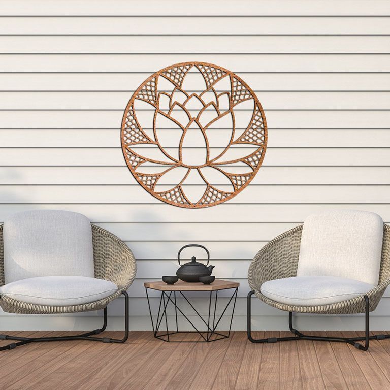 Decoração de paredes em aço corten Flor de lótus