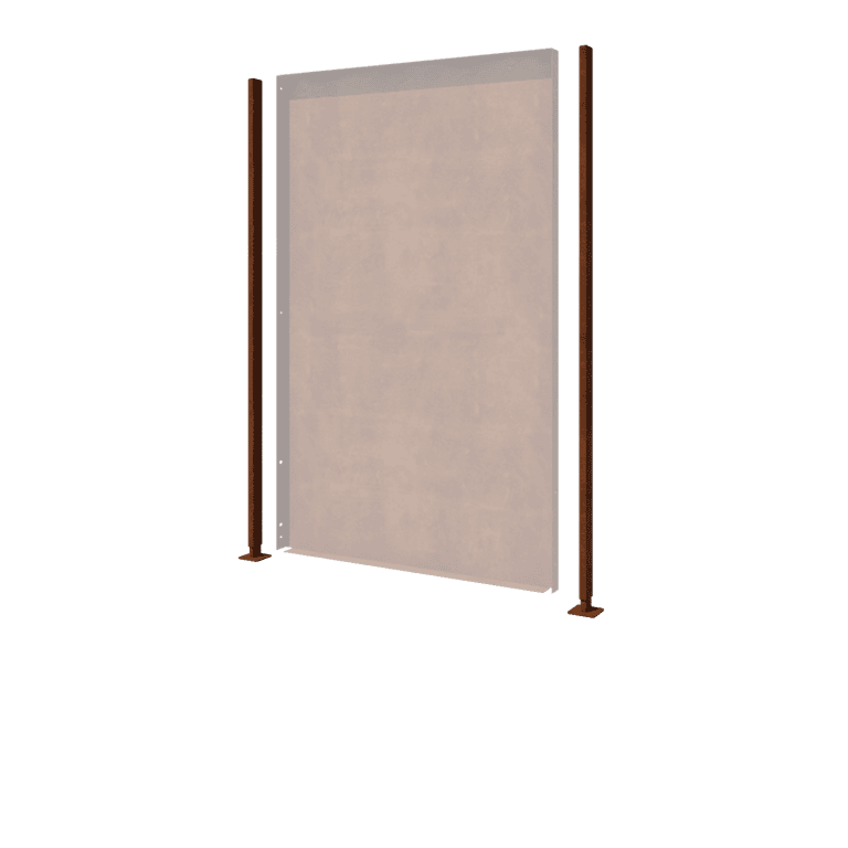 Suporte direito base plana aço corten com 190 x 6 x 3 cm