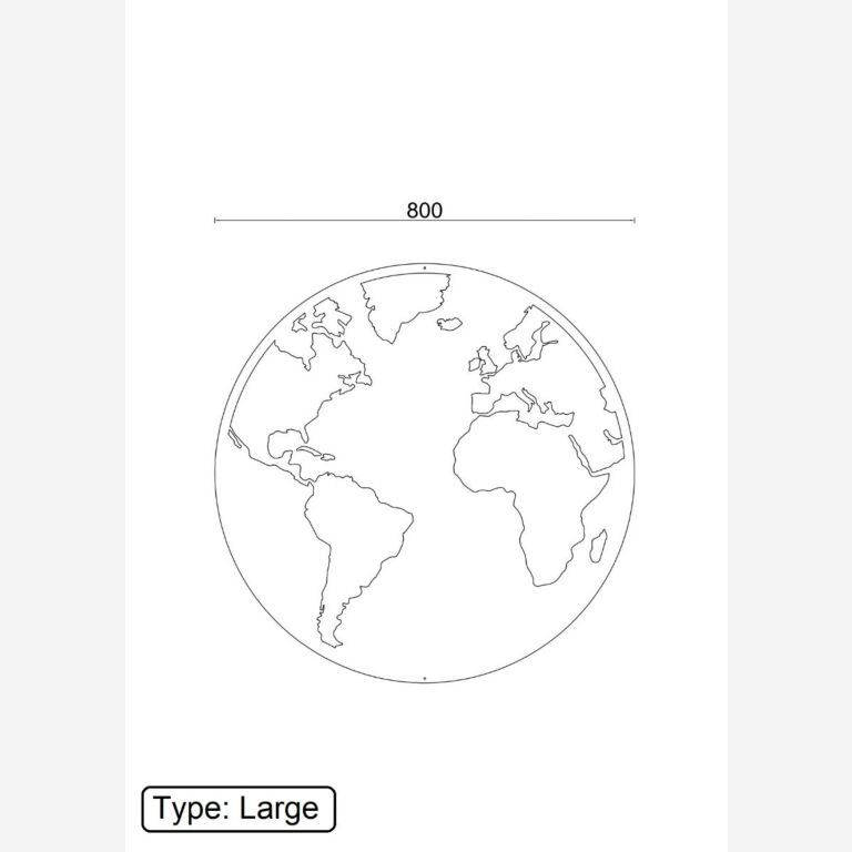 Decoração de parede em metal Mapa-mundo