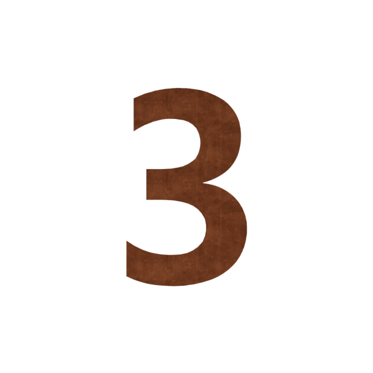 Número de porta em aço corten 3 - 9,1 x 15 cm - Autocolante