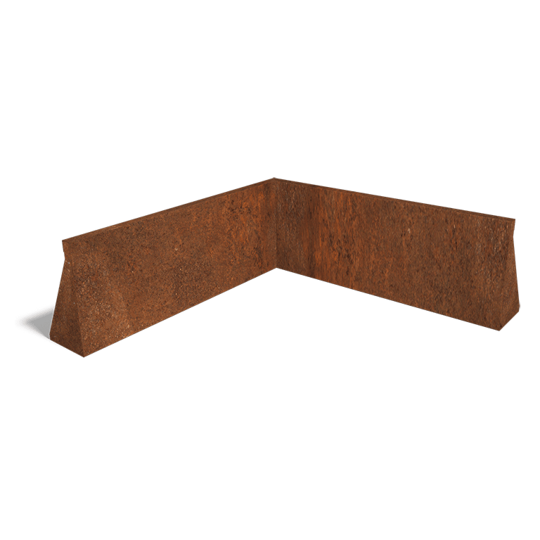 Muro de contenção de canto interior em aço corten 100 x 100 cm (altura 40 cm)