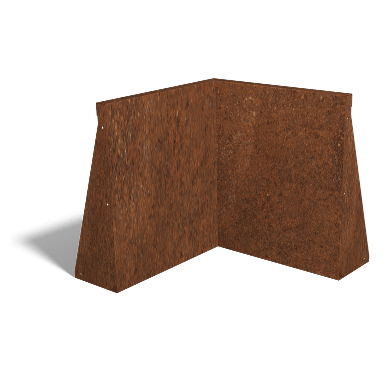Muro de contenção de canto interior em aço corten 50 x 50 cm (altura 60 cm)