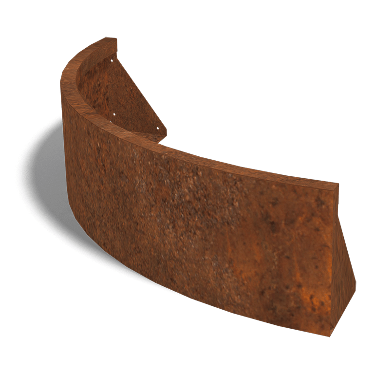 Muro de contenção curvo exterior em aço corten 100 x 100 cm (altura 30 cm)