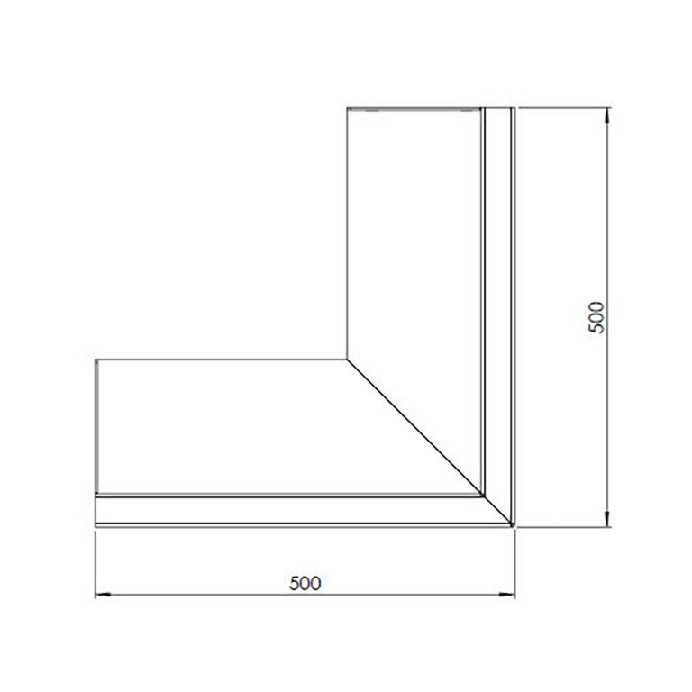 Muro de contenção de canto exterior em aço corten 50 x 50 cm (altura 30 cm)