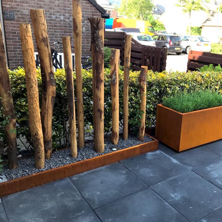 Borda fixa em aço corten 22 cm (comprimento 150 cm)