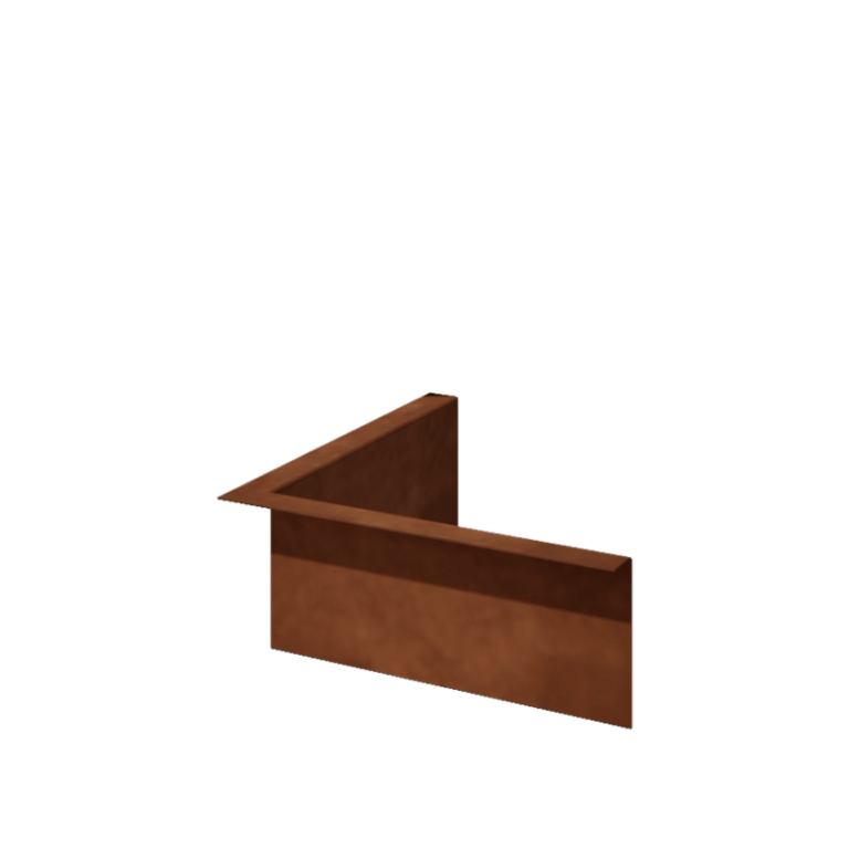 Bordadura em aço corten - Fixa - Canto interno - Altura 12 cm