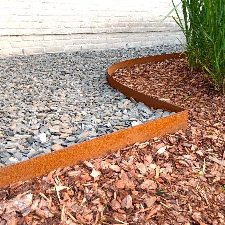 Bordadura em aço corten - Reta - Altura 15 cm - Conjunto completo 15 metro