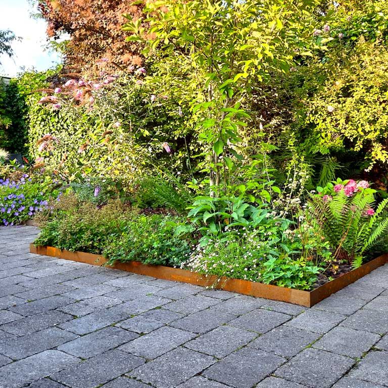 Bordadura em aço corten - Reta - Altura 15 cm - Conjunto completo 15 metro