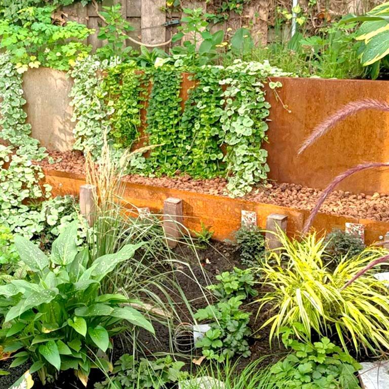Borda reta em aço corten 25 cm (comprimento 150 cm)