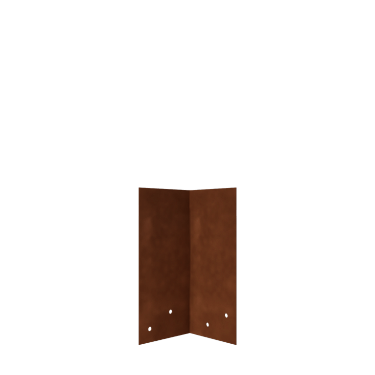Placa de acoplamento aço corten 90º médio 22 - 25 cm