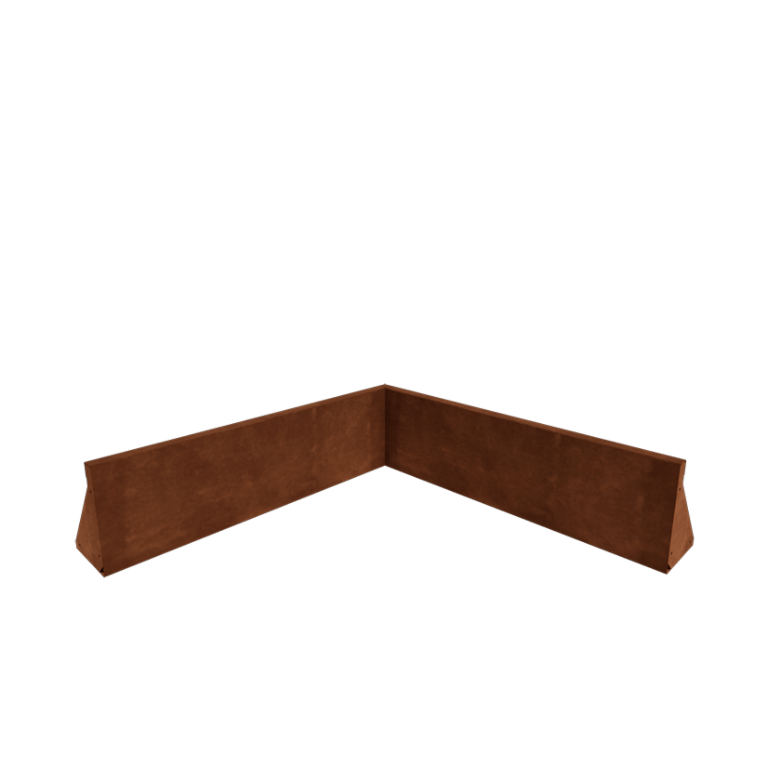Muro de contenção em aço corten - Canto interno - 100 x 100 x 30 cm